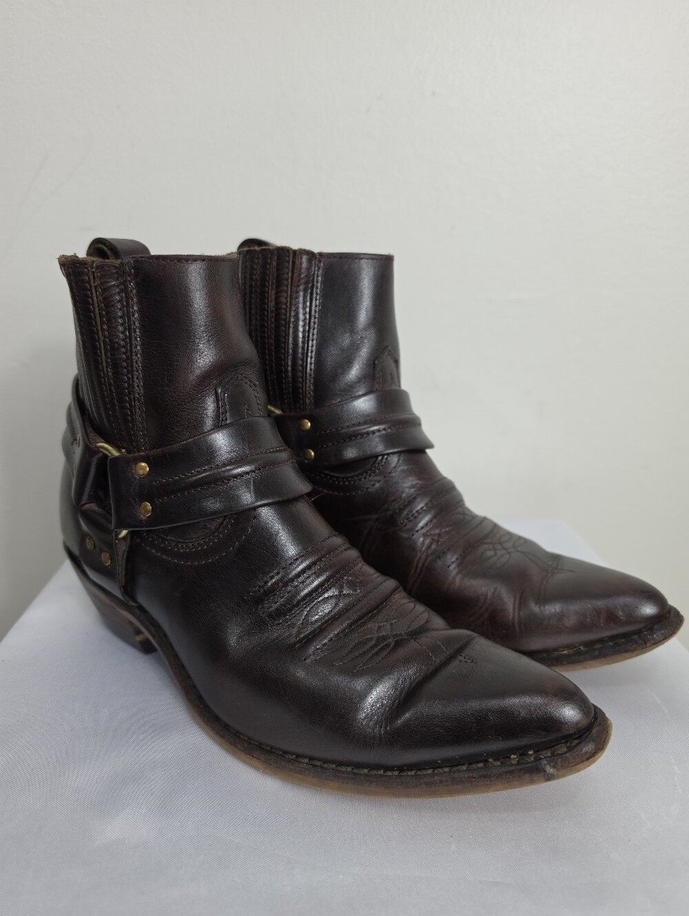 Vintage Men's Dark Brown Leather Ankle Boots